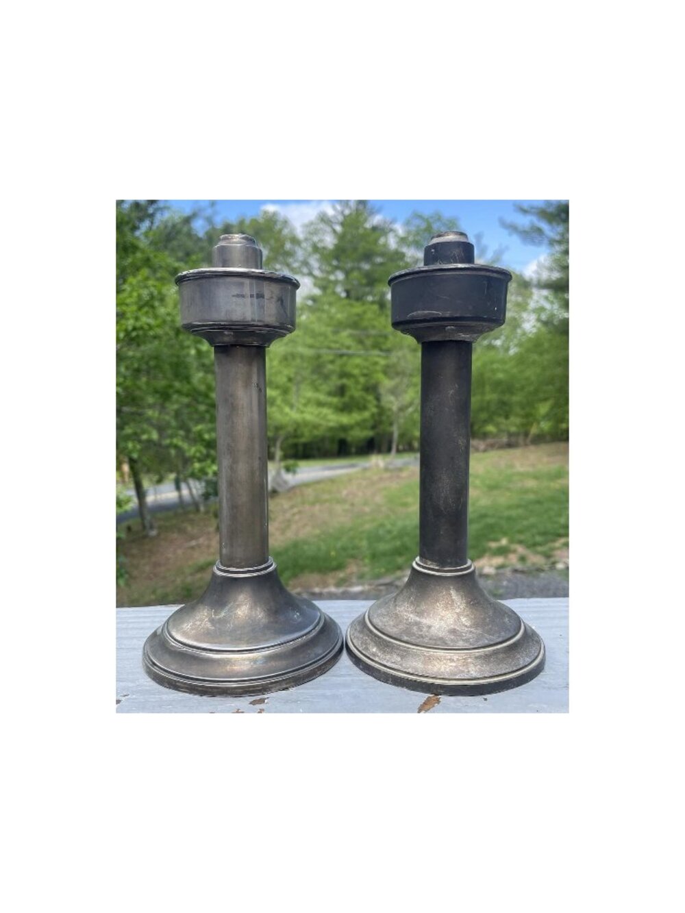 Pair of Art Deco - Mid Century Italy Silverplated Spring Loaded Candlesticks